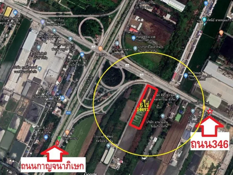 ขายที่ดินสีม่วงเหมาะสร้างโรงงานโกดัง เนื้อที่ 6ไร่34ตรวติดถนน346ปทุมธานี-ลาดหลุมแก้วและติดถนนซอยทะลุเลียบคลองบางหลาง