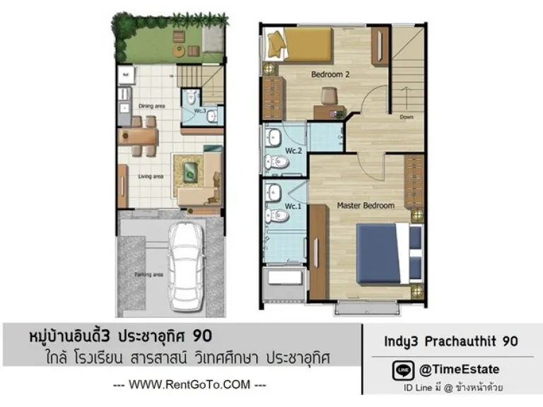 ให้เช่า หมู่บ้านอินดี้ 3 ประชาอุทิศ 90 ใกล้โรงเรียนสารสาสน์วิเทศศึกษา ทางด่วนด่านบางครุ