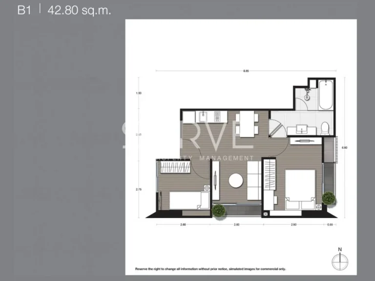 ขายห้องหลุดดาวน์ Noble Ambience ห้องสวยชั้น 8 - 428 ตรม 2 นอน 1 น้ำ ทิศตะวันออก 78 ลบ