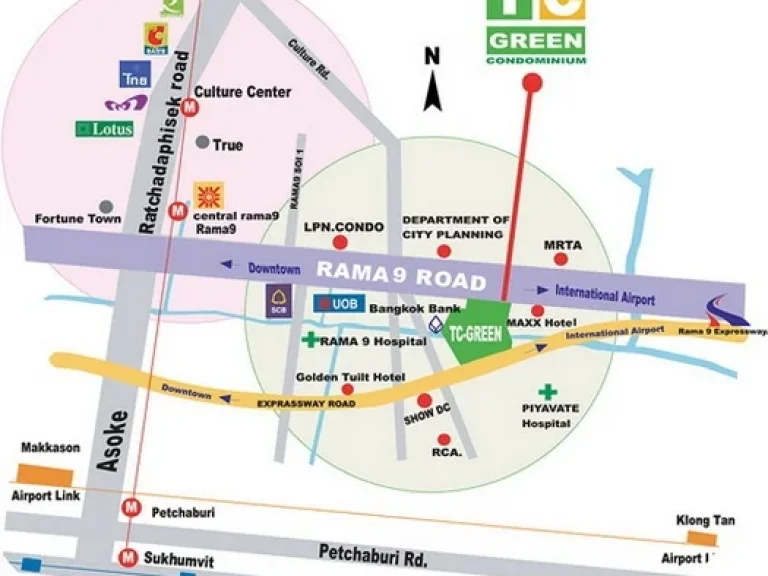 คอนโดTC Green Rama 9 ตึก D 1 Bedroom 38 ตรม ชั้นสูง วิวโล่ง ห้องพร้อมอยู่ ให้เช่า