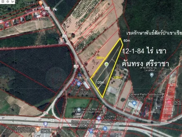 ขาย ที่ดิน 12-1-84 ไร่ เขาคันทรง ศรีราชา ติดถนนทางหลวง 3241 ชลบุรี