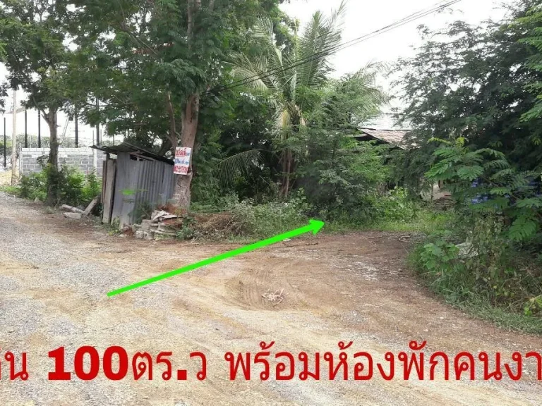 ใกล้ถนนใหญ่ เส้นไทรน้อย 100 ตรว พร้อมห้องพักคนงาน