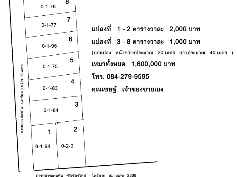 ขายที่ดินใจกลางชุมชน อศรีเชียงใหม่ ตรวละ ๑๐๐๐ บาท