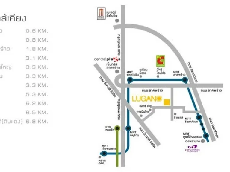 ให้เช่า 10000 ลูกาโน ลาดพร้าว 18 แบบห้อง 1 ห้องนอน 1 ห้องน้ำ