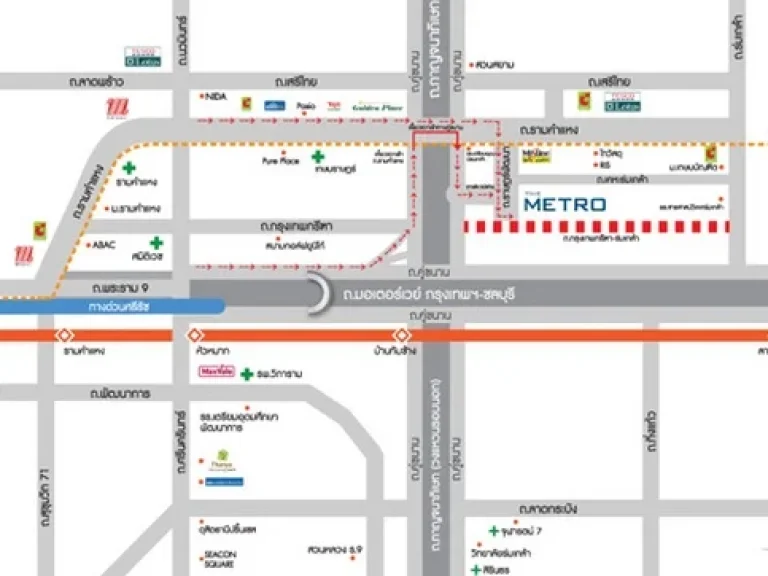 ทาวน์โฮม2ชั้น The Metro เดอะ เมทโทร รามคำแหง  วงแหวน ให้เช่า บ้านมีเฟอร์นิเจอร์เครื่องใช้ไฟฟ้า