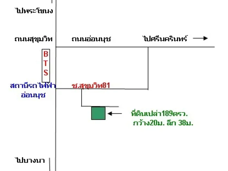 ขายที่ดิน สุขมวิท 81 ใกล้สถานีรถไฟฟ้า BTS อ่อนนุช เพียง 300เมตร189 ตรว