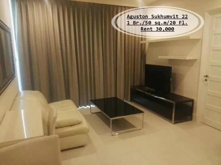 เช่า- Aguston Sukhumvit 22 1นอน50 ตรมชั้น 20 วิวเมือง เช่า 30000 บ