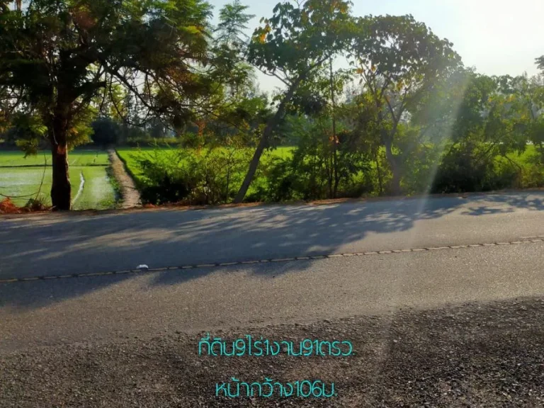 ขายที่ดิน9ไร่1งาน91ตรว หน้ากว้าง106ม ถนน Highway3216-บึงฉวาก ตปากน้ำ อเดิมบางนางบวช จสุพรรณบุรี