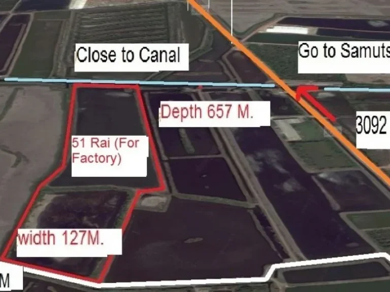 โคตรถูก ที่ดิน สำหรับสร้างโรงงาน ใกล้ถนนพระราม2 ถนนเอกชัยสายเก่า สมุทรสาคร 51 ไร่ ด่วน
