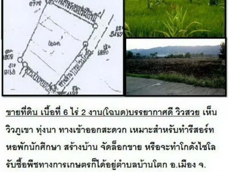 ขายที่โฉนด 6 ไร่ 2 งาน บรรยากาศดี