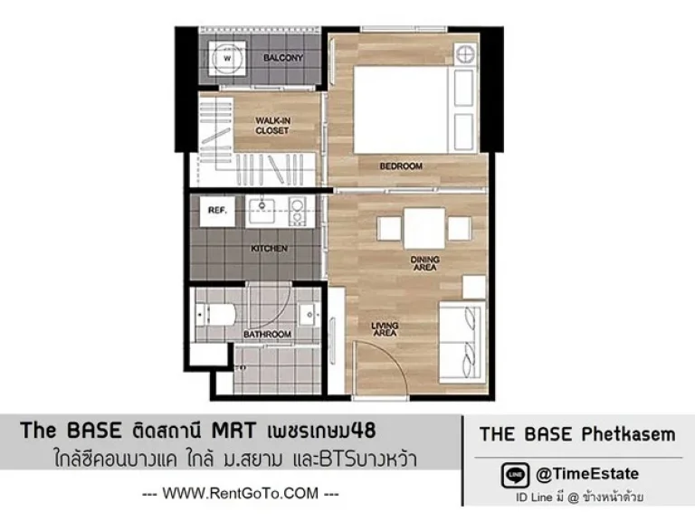 ให้เช่า The Base เดอะเบส MRTเพชรเกษม48 ใกล้ซีคอนบางแค ห้องแต่งตัวแบบ Walk in Closet