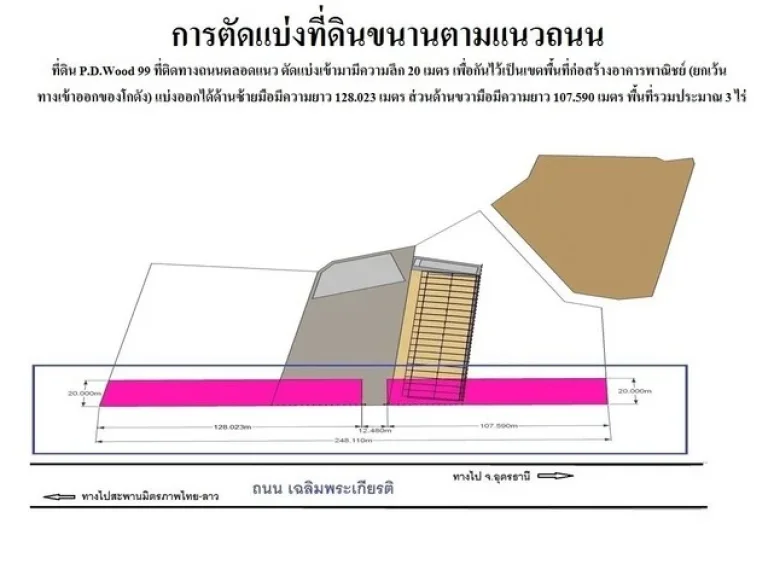 ขายที่ดินติดถนนตลอดทาง เส้นหนองคาย-อุดรธานี ขนาด 12 ไร่ นำมาจัดสรรอาคารพานิชย์ได้