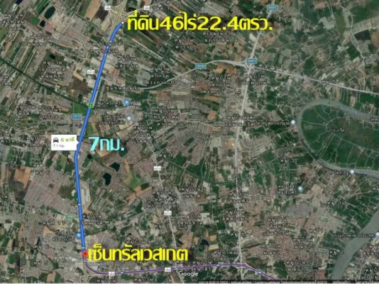 ขายที่ดิน46ไร่224ตรว ติดถนน345 สะพานนนทบุรี-บางบ้วทอง ตละหาร อบางบัวทอง จนนทบุรี