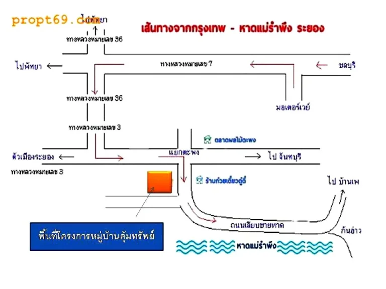 ขายที่ดิน 11 ไร่ พร้อมบ้านสร้างเสร็จ 3 หลัง ใกล้หาดแม่รำพึง 800 เมตร