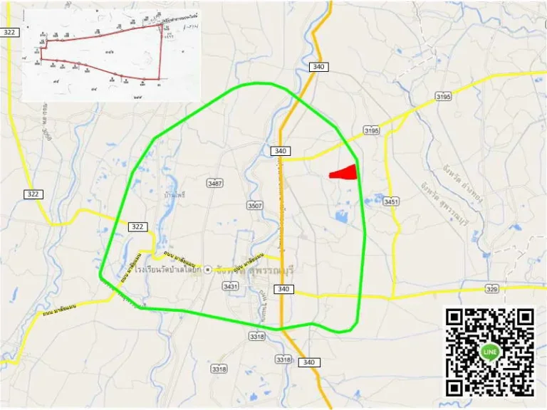 ขายถูกที่ดิน 9 ไร่ ติดถนน 357 เลี่ยงเมืองสุพรรณบุรีฝั่งตะวันออก