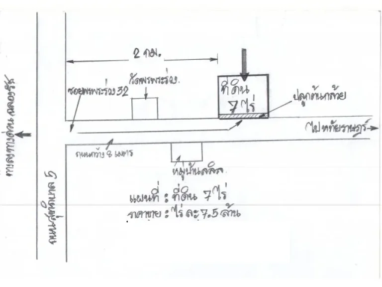 ที่ดิน 7 ไร่ ซอย 32 สุขาภิบาล 5 วัดพรพระร่วง