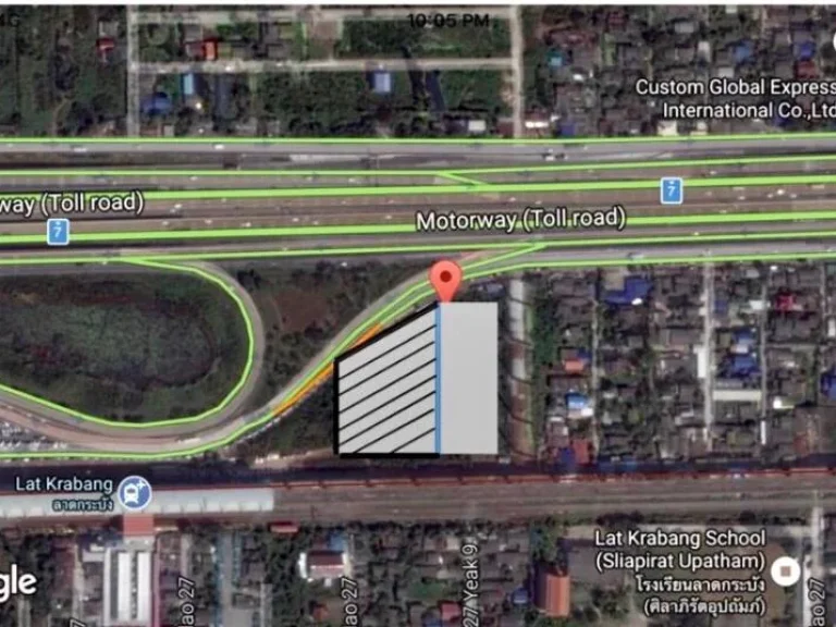 ขายที่ดินลาดกระบัง ใกล้รถไฟฟ้าสถานีลาดกระบัง เนื้อที่ 5 ไร่ กว้าง 16 เมตรลึก 120 เมตร