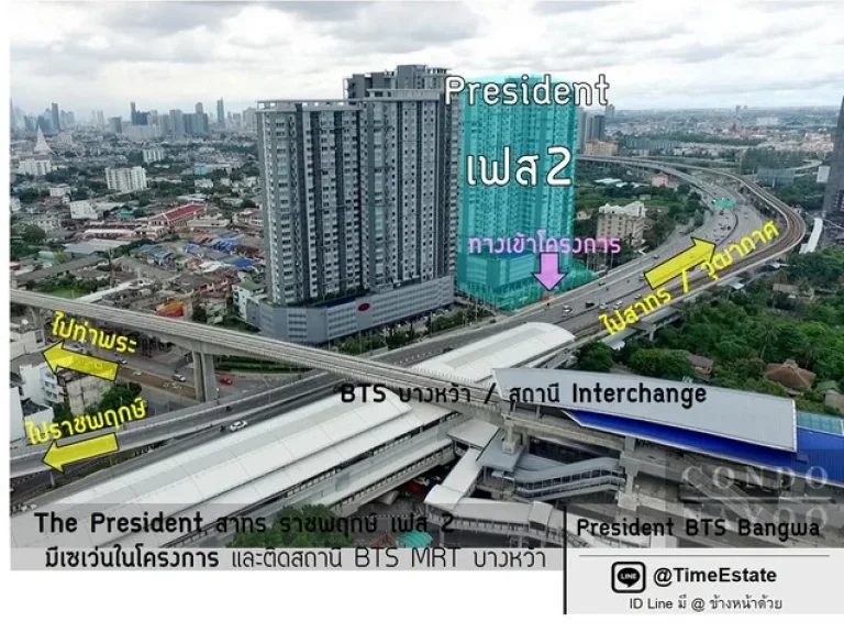 The President เฟส2 ติดMRT บางหว้า รพพญาไท3 มสยาม ให้เช่าถูก