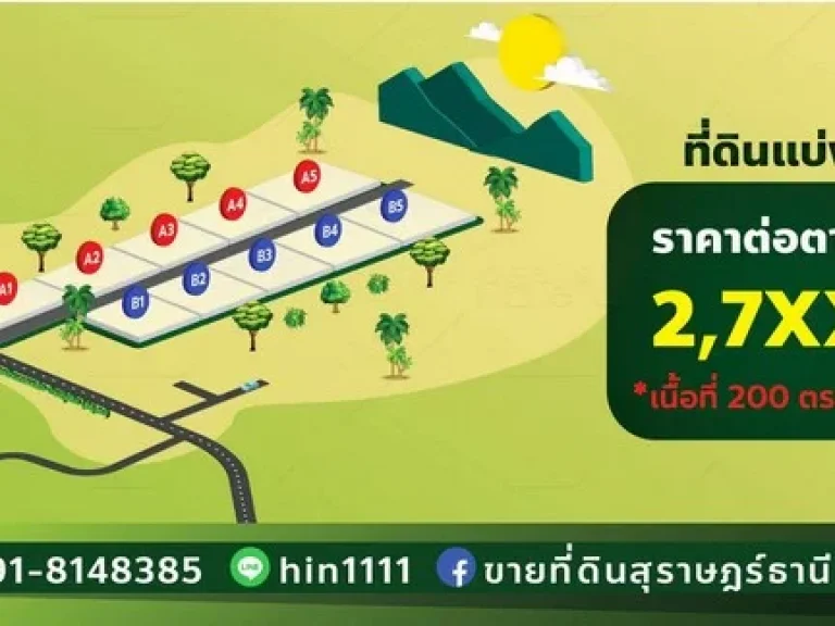 ขาย ที่ดิน ขนาด 200 ตารางวา เข้าทางแยกดอนเค็จ เขาชา ทุ่งกง สะพานกระฐิน