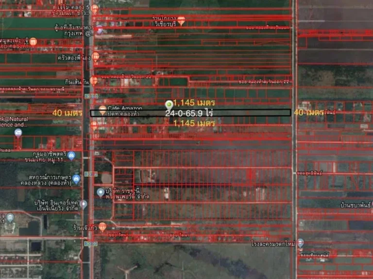 R101-004 ขายด่วน ที่ดินเปล่าติดถนนเลียบคลอง 5 ปทุมธานี เนื้อที่ 24-0-659 ไร่