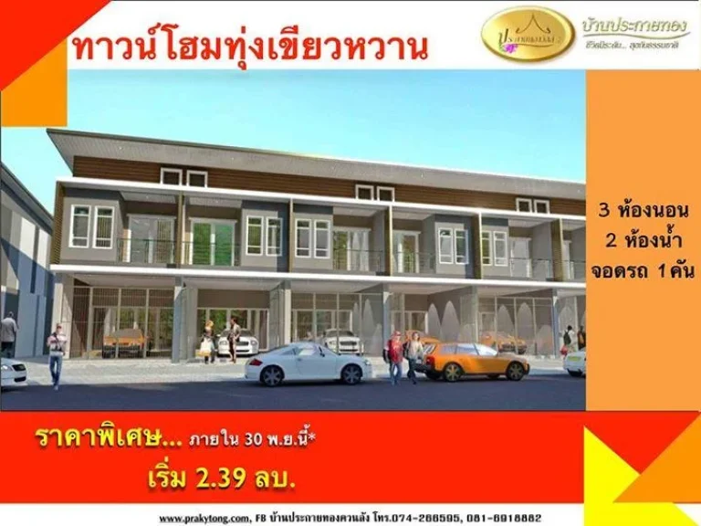 โครงการใหม่ quotบ้านประกายทองทุ่งเขียวหวานquot