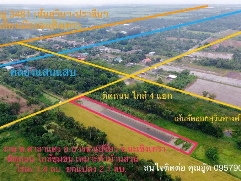 ขายที่ดินแปลงสวย พื้นที่ 1-2-0 ไร่ ตศาลาแดง อบางน้ำเปรี้ยว จฉะเชิงเทรา