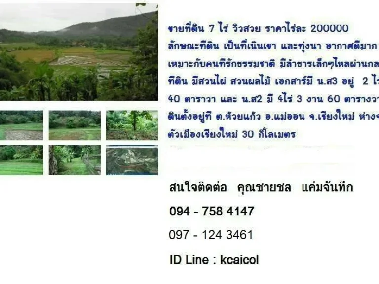 ขายที่ดิน 7 ไร่ วิวสวย ราคาไร่ล่ะ 200000