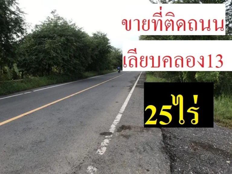 ขายที่ติดถนนเลียบคลอง13 หนองเสือ-ปทุมธานี 25ไร่ ใกล้ปั๊มน้ำมัน ใกล้แหล่งชมชน