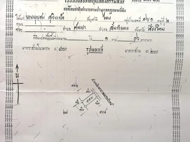 ขายที่ดินแยกบ่อสร้าง 1 km สันกำแพง เชียงใหม่