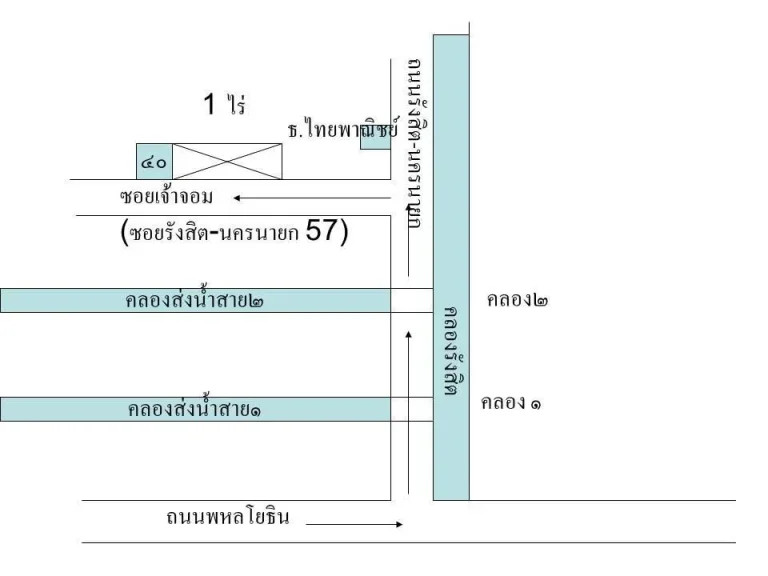 ขายที่ดินเปล่า ซอยรังสิต-นครนายก 57 ขนาด 1 ไร่