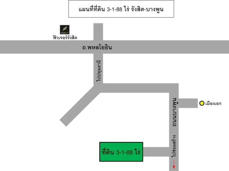 ขายที่ดิน เนื้อที่ 3 ไร่ ถนนรังสิต-บางพูน