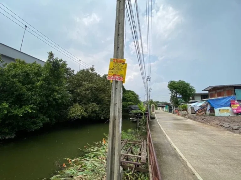 ที่ดินเลียบคลองบางแพรก ใกล้รถไฟฟ้าสายสีม่วง ถมแล้วทั้งแปลง