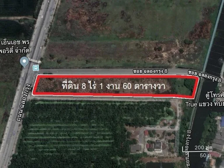 ขายที่ดิน ติดถนนใหญ่ 8-1-60 ไร่ ใกล้สนามบินสุวรรณภูมิ 20 นาที ถนนฉลองกรุง แปลงมุม