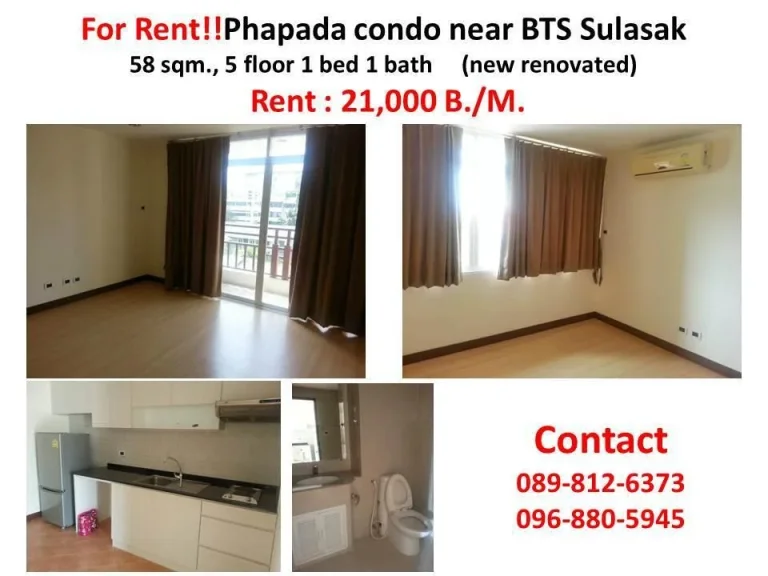 For rent Phapada Condo Silom near BTS Surasak