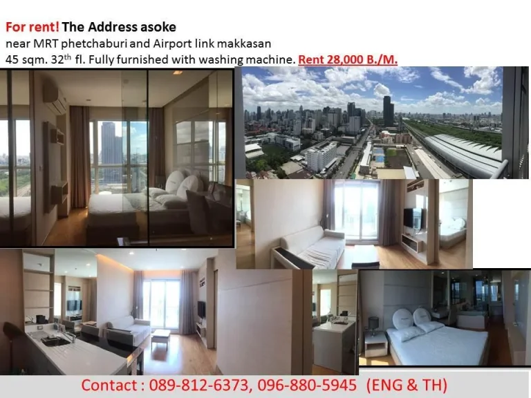 saleRent Condo The Address Asoke-Petchaburi Near MRT Petchaburi