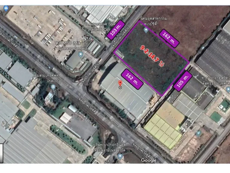 ขายที่ดิน ผังสีม่วง ใน นิคมอุตสาหกรรมเกตเวย์ซิตี้ จำนวน 9 ไร่ ไร่ละ 3 ล้านบาท