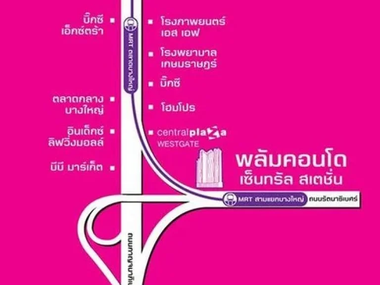 ให้เช่า พลัม คอนโด เซ็นทรัล สเตชั่น ใกล้ MRT สถานีสามแยกบางใหญ่ 27 ตรม ชั้น 27 วิวเมือง