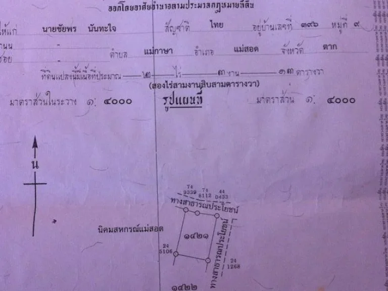 ที่ดินติดถนนคอนกรีต แม่กื้ดหลวงราคาถูกมาก