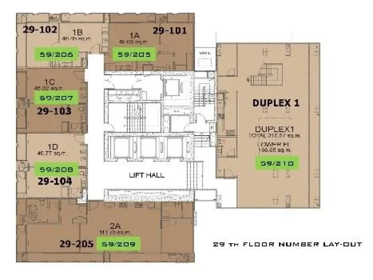  ขายดาวน์ Circle Sukhumvit 11 ห้อง Duplex ชั้นสูง ห้องมุม 3 ห้องนอน 31483 ตรม