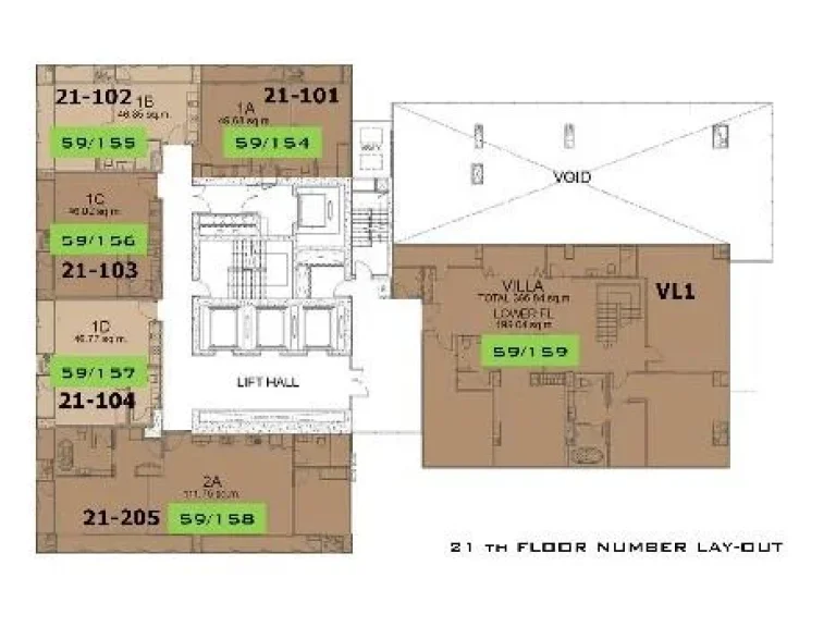  ขายดาวน์ Circle Sukhumvit 11 ห้อง Villa มี 2 ชั้น ห้องมุม 3 ห้องนอน 39259 ตรม