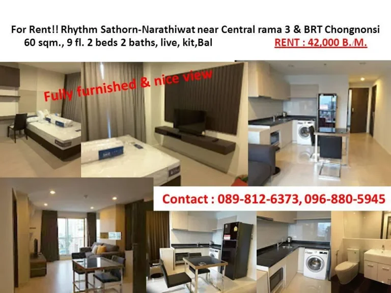 For Rent Rhythm Sathorn-Narathiwat Nera BTS Chongnonsi 400 m