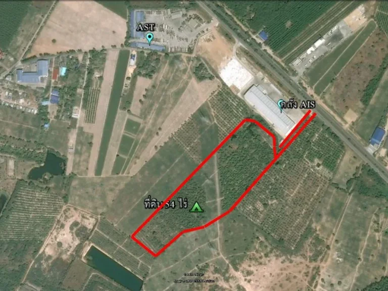 ที่ดิน 54 ไร่ติดถนน 36 ใกล้แยกมาบข่า นิคมมาบตาพุด ราคาล้านต้นๆ