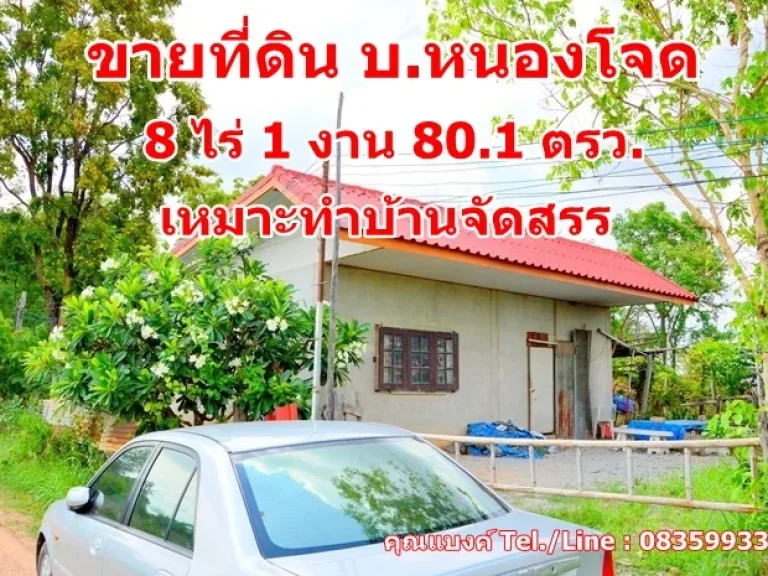 ขายที่ดิน 8-1-801 ไร่ บหนองโจด ตบ้านเป็ด ใกล้บึงหนองโคตร เหมาะทำบ้านจัดสรร