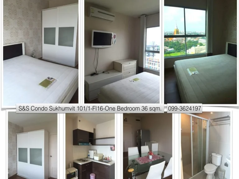 SampS Condominium Sukhumvit1011 ขาย คอนโด เอสแอนด์เอส 1 ห้องนอน 36ตรมตึกP ชั้น16A ลมเย็น แอร์ 2ตัว เครื่องทำน้ำอุ่น เฟอร์นิเจอร์ ใกล้BTS อุ