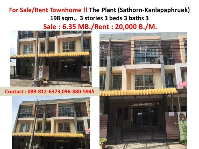 For SaleRent Townhome The Plant Sathon-Kanlapaphruek near BTS wutthakat