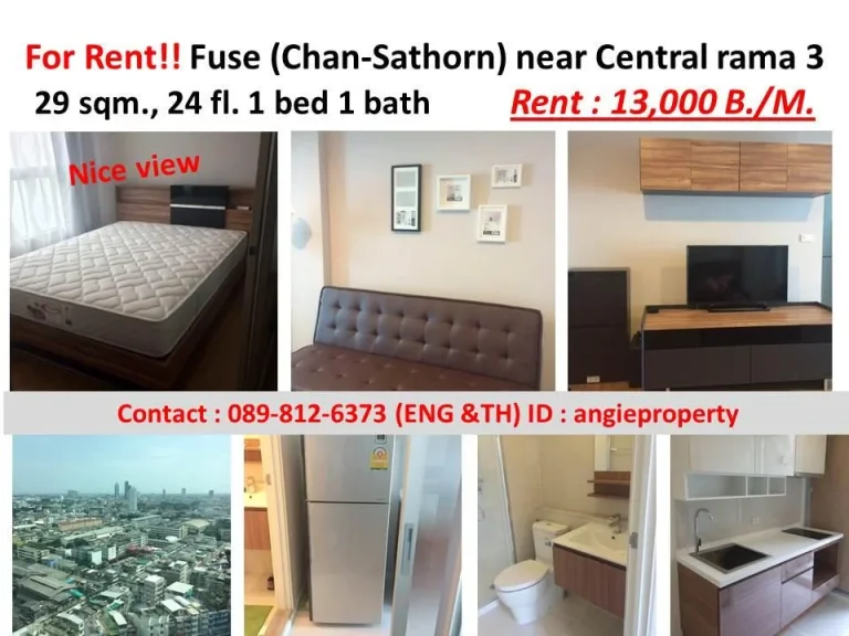 RENT Condo FUSE Chan-Sathorn near Central rama 3 Fully furnish