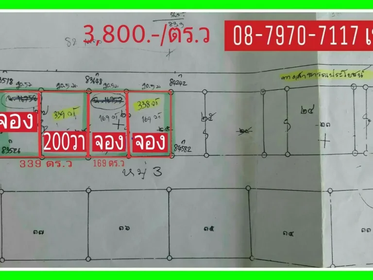 เจ้าของขายเองที่สวย ราคาถูก 100-200 ตรว ขาย 3800-ตรวแบ่งได้พร้อมโอน