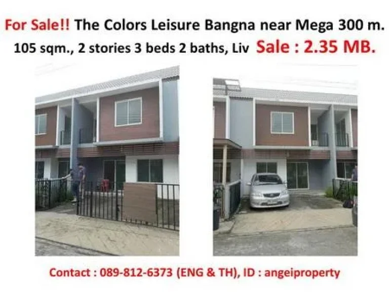 For sale Townhouse The Color Leisure Bangna km at 8 Near Mega Bangna 300 m