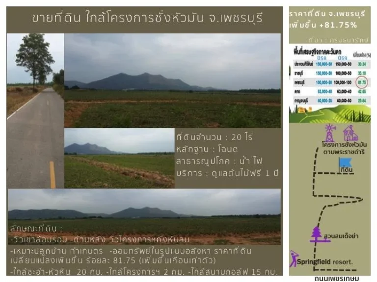 ขายที่ดิน คุ้มค่าแก่การลงทุน ใกล้ชะอำหัวหิน ฝั่งเขา