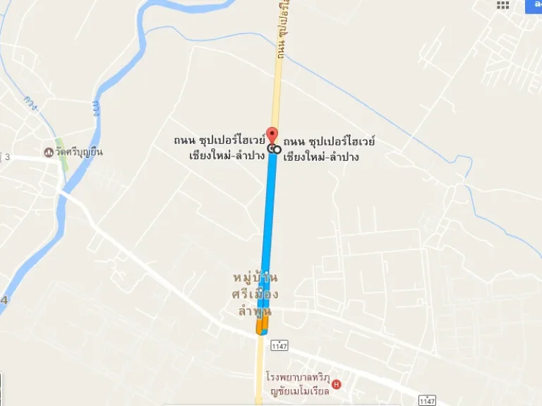 ที่ติดถนนซุปเปอร์เชียงใหม่-ลำพูน 16ไร่ ใกล้บิ๊กซีนิคมลำพูน ขายถูกๆ